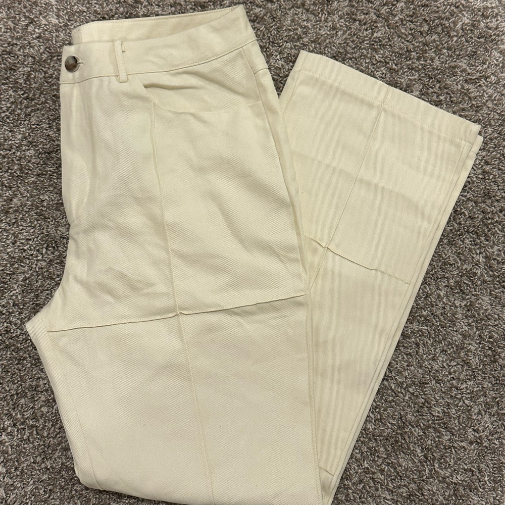 Cider Cream “Block” Pattern Denim